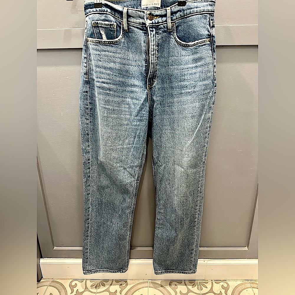 LOFT Blue Straight Jeans with Vintage Wash